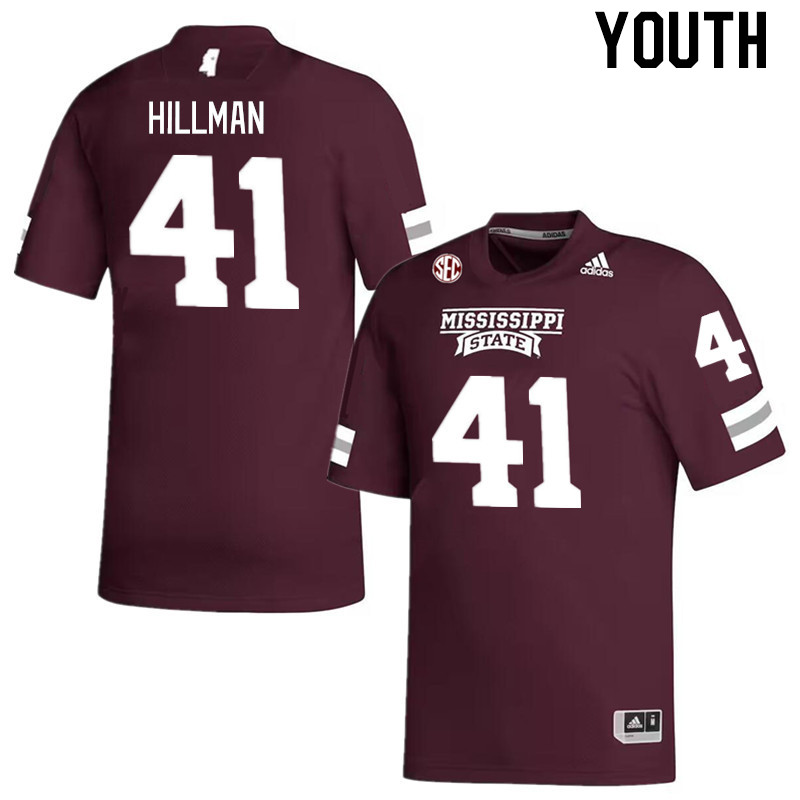 Youth #41 Manuel Hillman Mississippi State Bulldogs College Football Jerseys Stitched Sale-Maroon